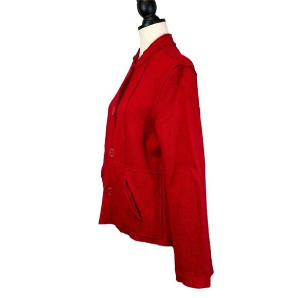 Coldwater Creek Red Felted Wool
Jacket Tattered Lagenlook Button Front Size XS - Picture 2 of 8